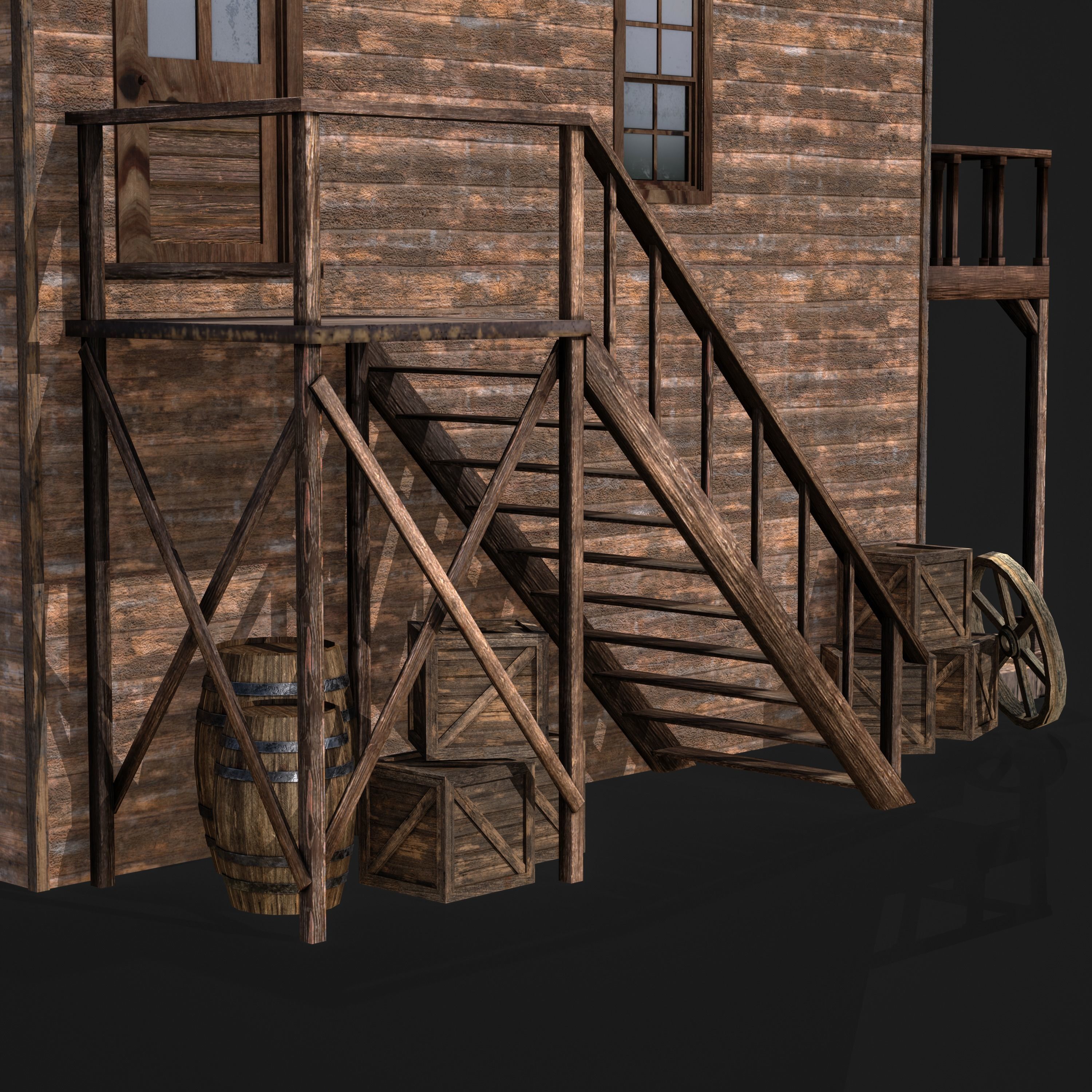 WESTERN BUILDING 001 Low-poly 3D model_5