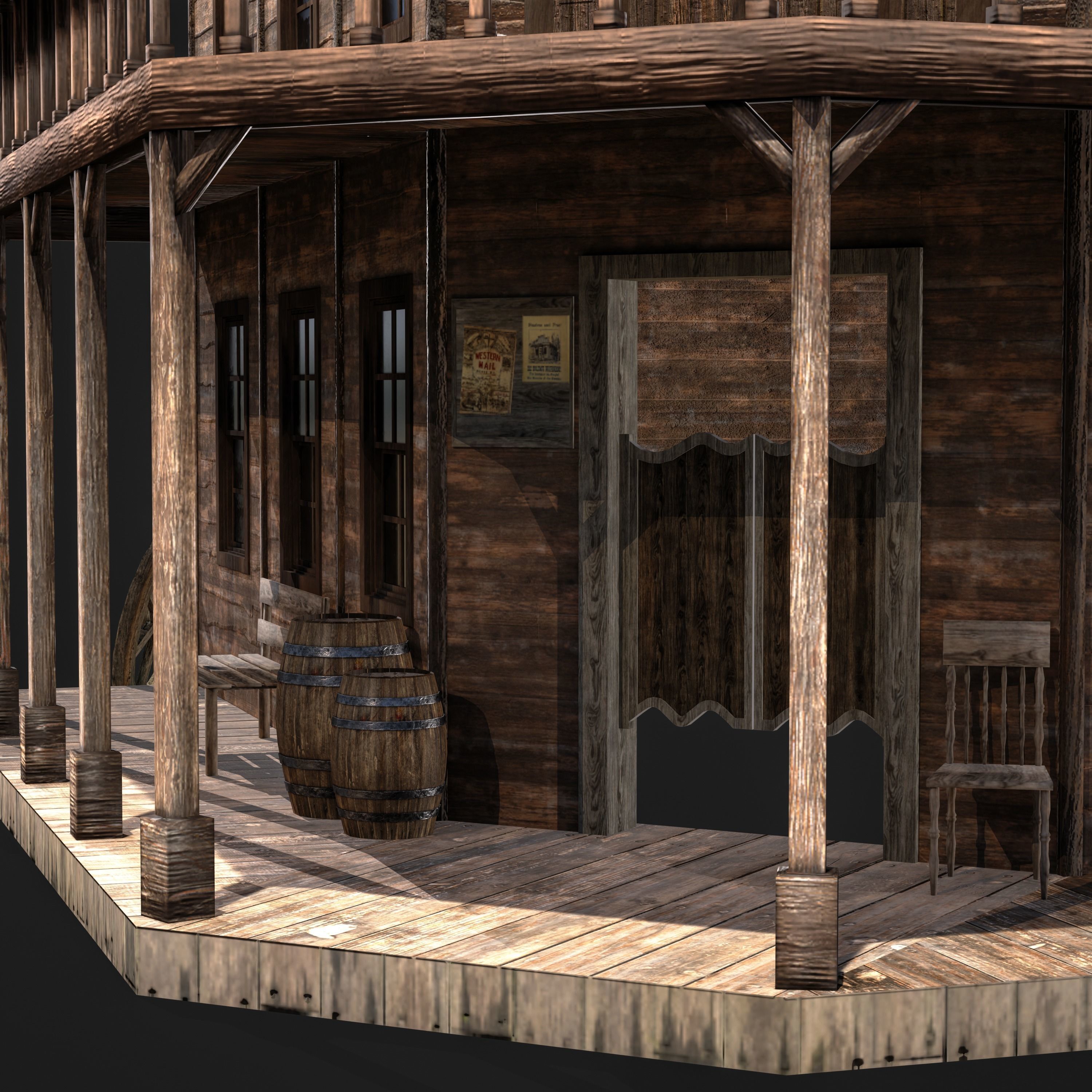 WESTERN BUILDING 001 Low-poly 3D model_9