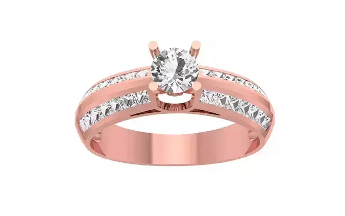 Round and Princess Cut Channel Set Wedding Band 3dm STL OBJ FBX  3D print model