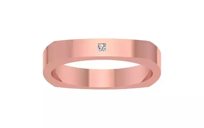 Solitaire Princess Cut Flush Set Wedding Band 3dm STL OBJ FBX 