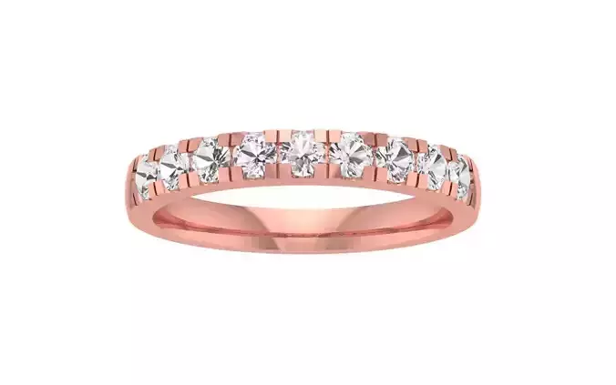 Half Eternity Round Cut Pave Setting Wedding Band 3dm STL