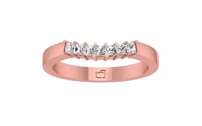 Seven Stone Princess Cut Diamond Wedding Band 3dm STL OBJ FBX