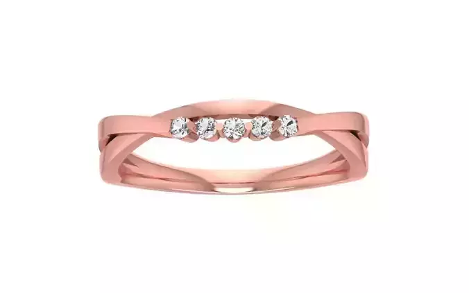 Split Shank Five Stone Round Cut Diamond  Wedding Band 3dm STL 