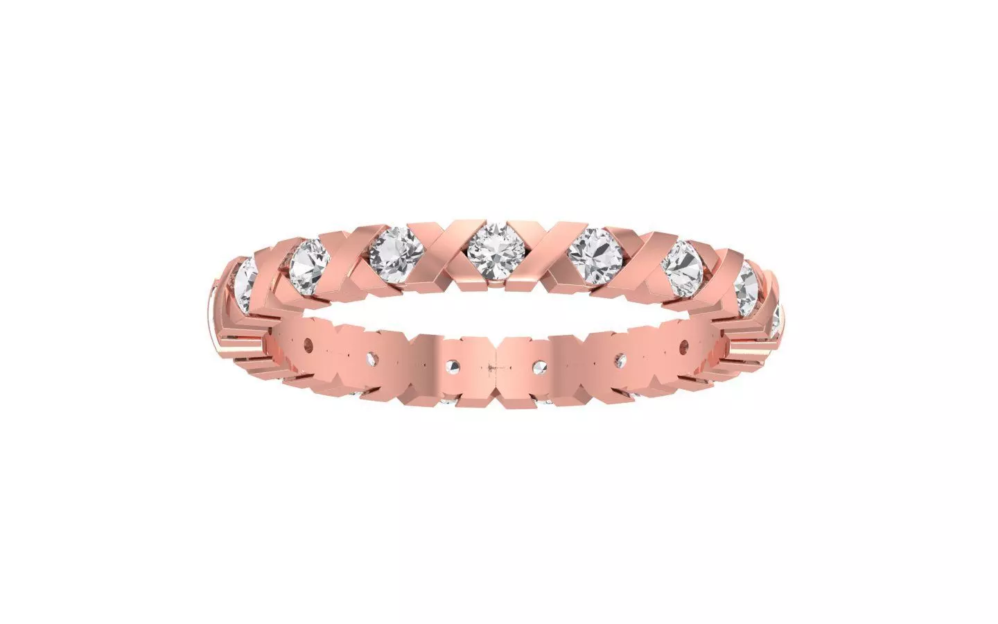 Flush Setting XOXO Design Wedding Band 3dm STL OBJ FBX Render 3D print model