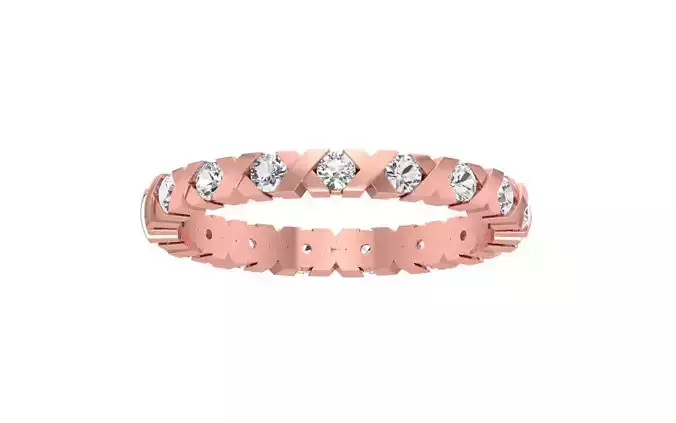 Flush Setting XOXO Design Wedding Band 3dm STL OBJ FBX Render 