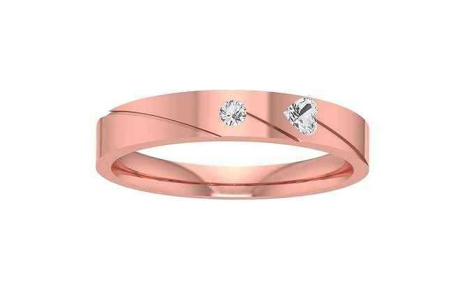 Heart And Round Cut Two Stone Wedding Band 3dm STL OBJ FBX  3D print model