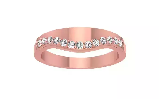 Single Wave Design Women Wedding Band 3dm STL OBJ FBX Render