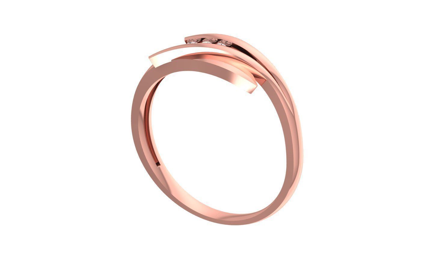 Three Stone Round Wedding Band 3dm STL OBJ FBX Render Details 3D print model_1