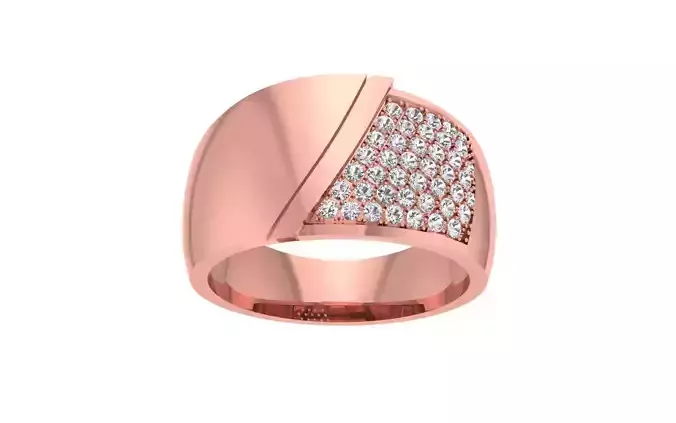 Dome Shape Round Cut Women Wedding Band 3dm STL OBJ FBX Render 