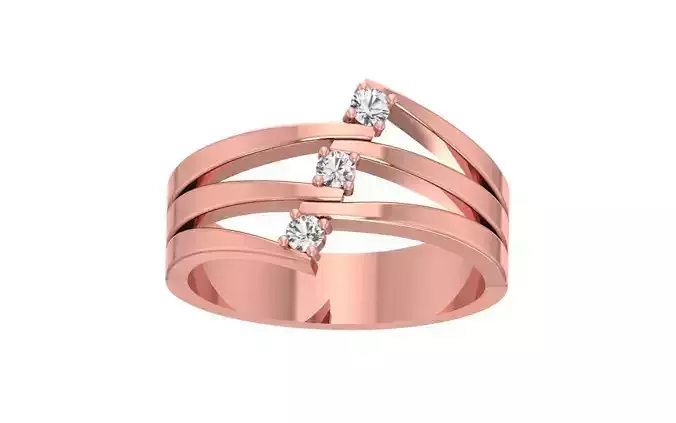 Three Stone Women Wedding Band 3dm STL OBJ FBX Render Details