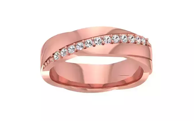 Round Cut Diamond Wedding Band 3dm STL OBJ FBX Render Details