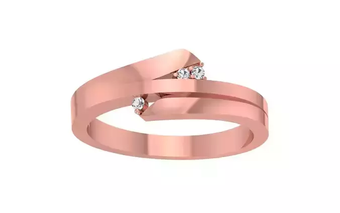 Three Stone Bypass Wedding Band 3dm STL OBJ FBX Render Details