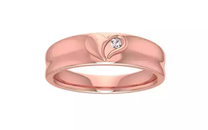Heart Design Round Cut Solitaire Wedding Band 3dm STL OBJ FBX