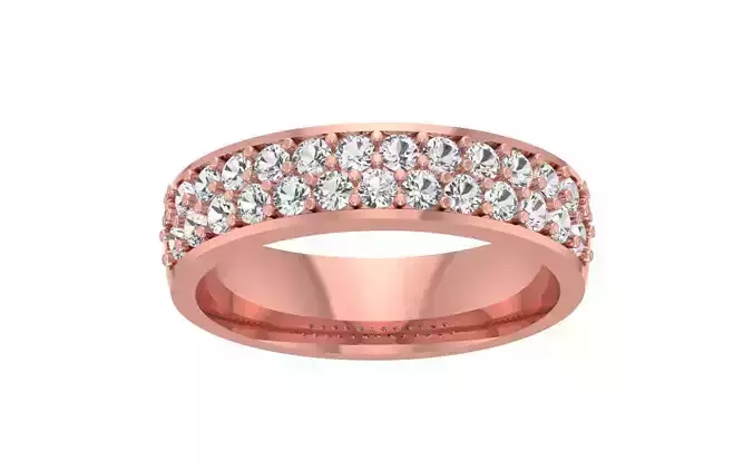 Two Row Round Cut Women Wedding Band 3dm STL OBJ FBX Render
