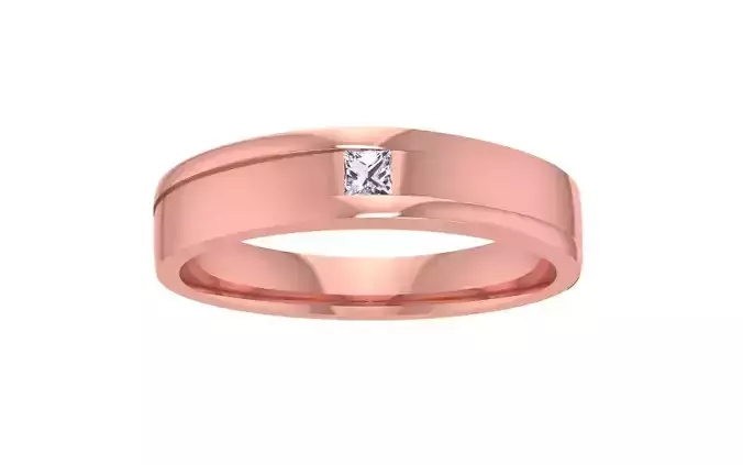 Princess Cut Flush Setting Wedding Band 3dm STL OBJ FBX Render 
