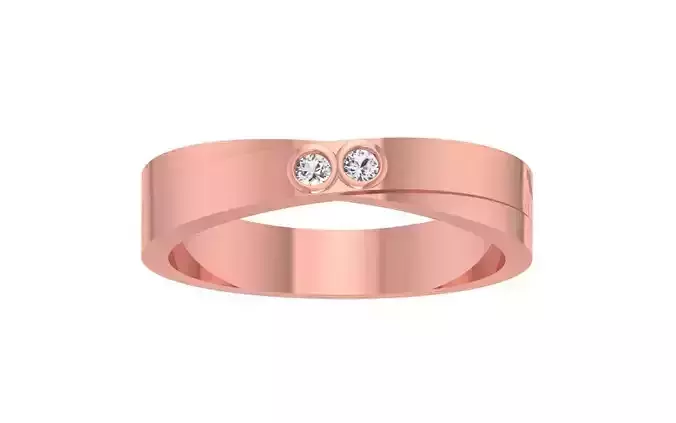 Bezel Set Round Cut Two Stone Wedding Band 3dm STL OBJ FBX 