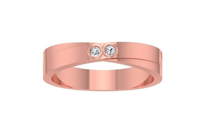 Bezel Set Round Cut Two Stone Wedding Band 3dm STL OBJ FBX  3D print model