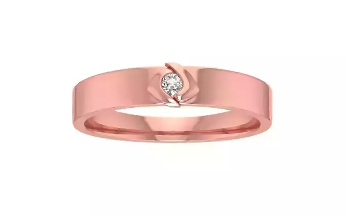 Single Diamond Women Wedding Band 3dm STL OBJ FBX Render Details