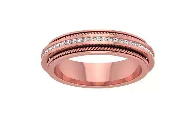 Rope Design With Channel Set Round Cut Wedding Band 3dm STL 3D print model