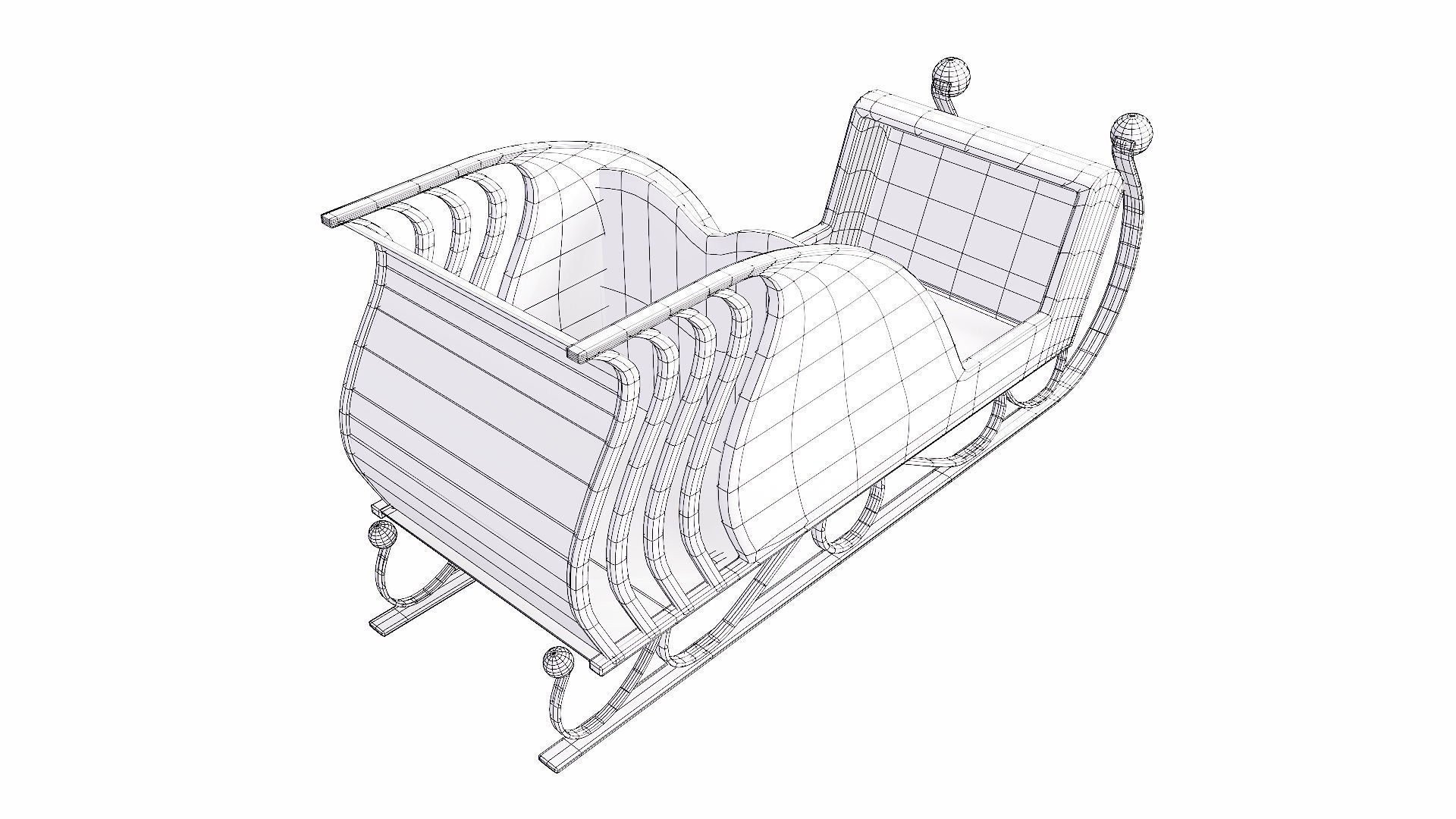 Santa Claus Sleigh 3d model 3D model_4