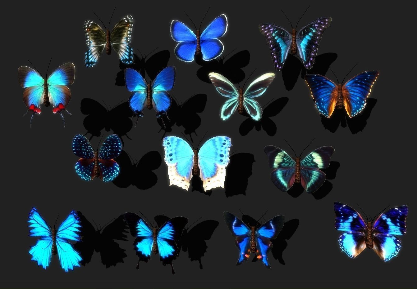 Butterflies Animated  Low-poly 3D model_16