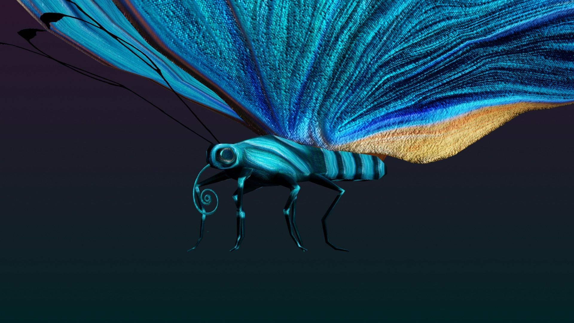 Butterflies Animated  Low-poly 3D model_11