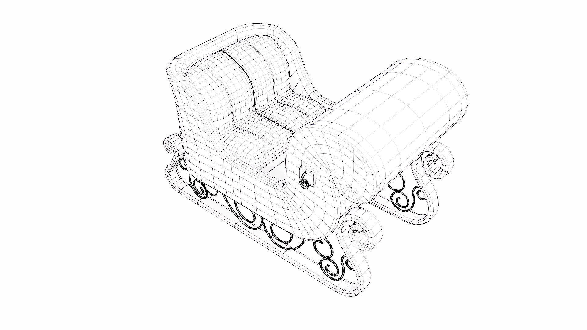 Santa reindeer Sleigh 3d model  3D model_4