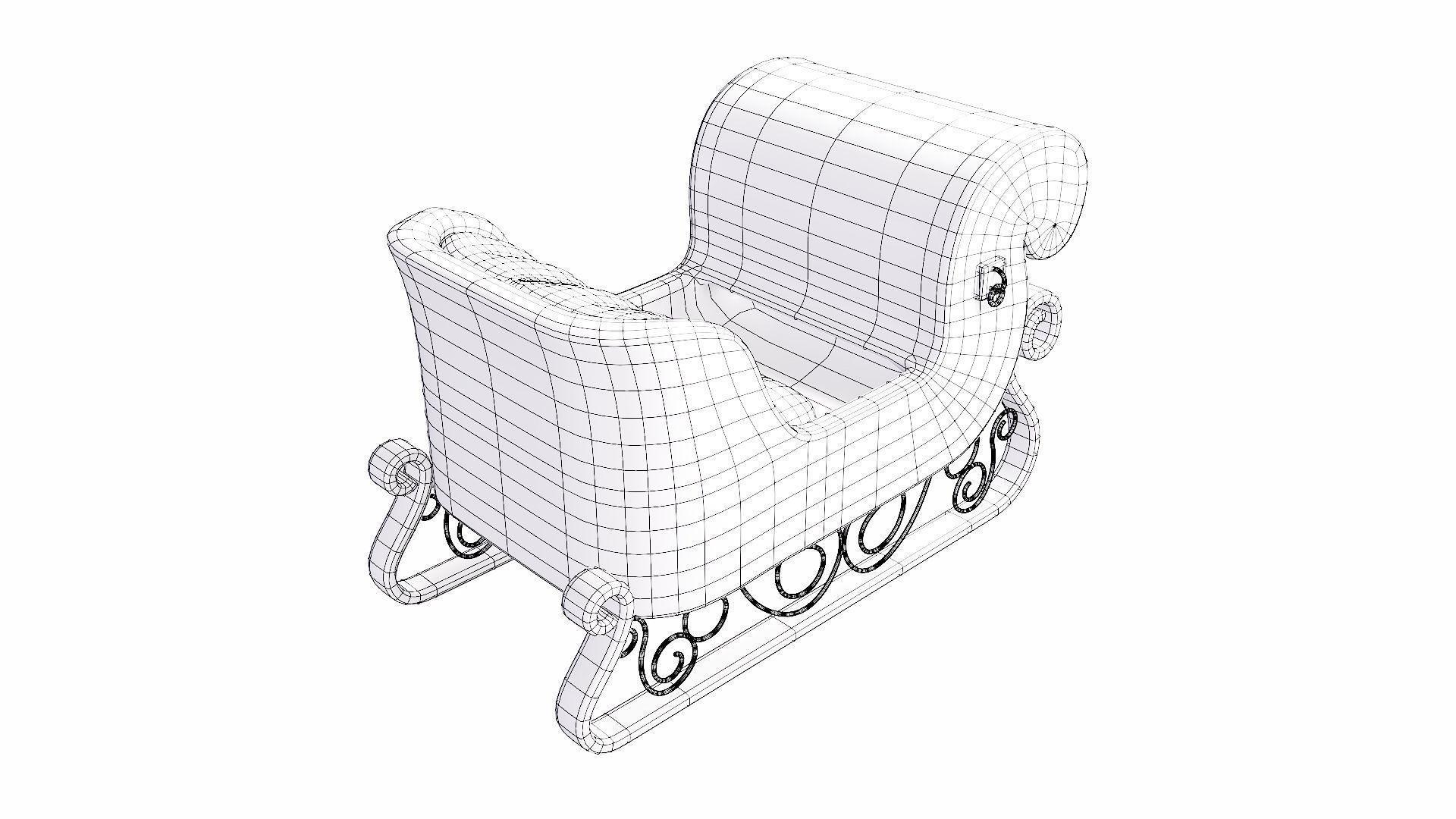 Santa reindeer Sleigh 3d model  3D model_6