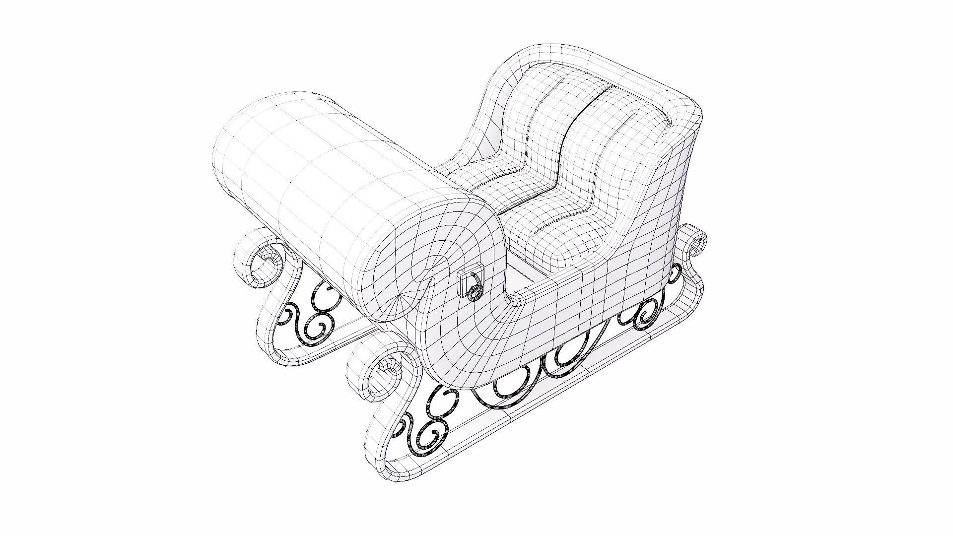 Santa reindeer Sleigh 3d model  3D model_5