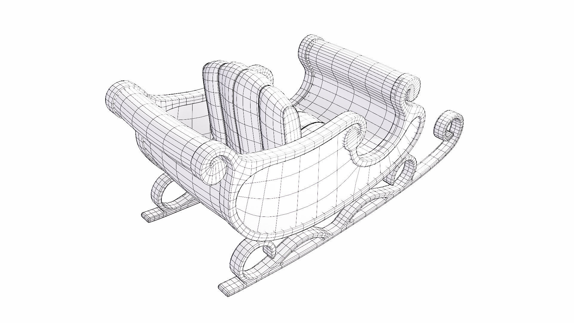 Christmas reindeer sleigh 3d model 3D model_6
