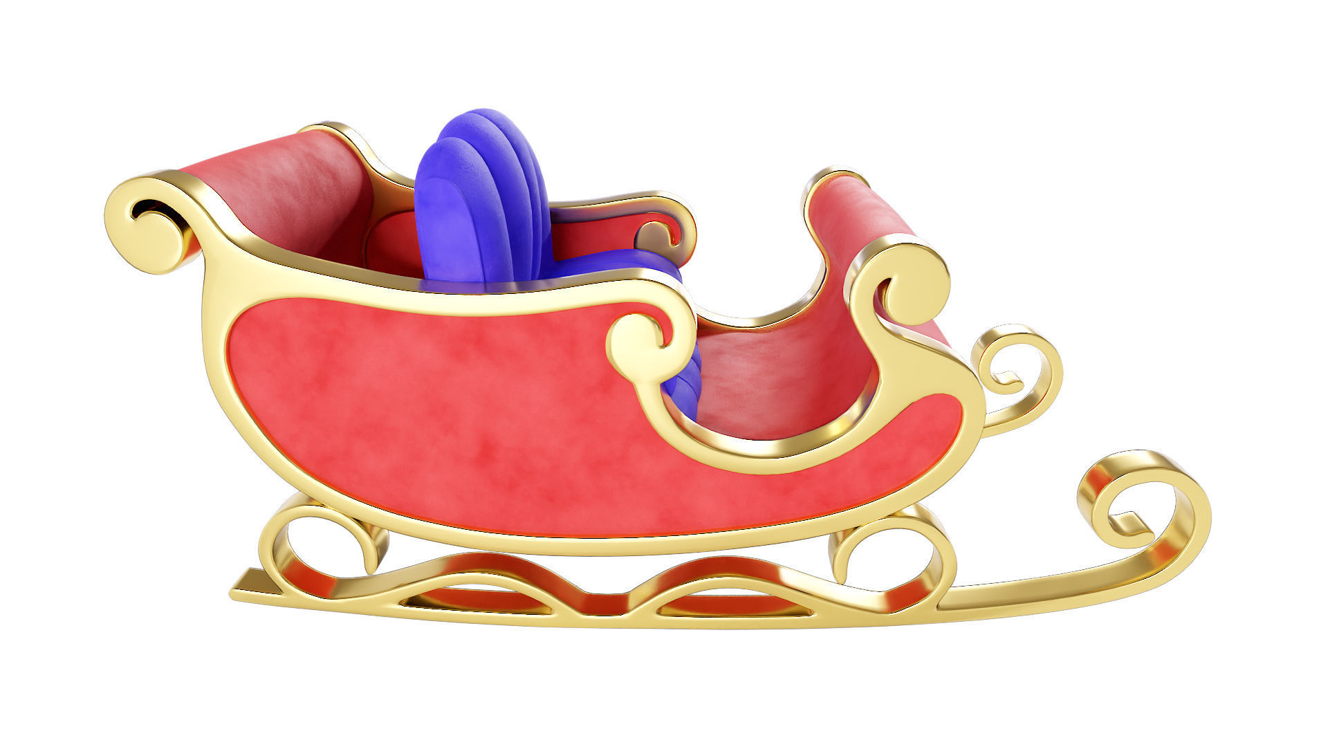 Christmas reindeer sleigh 3d model 3D model_2