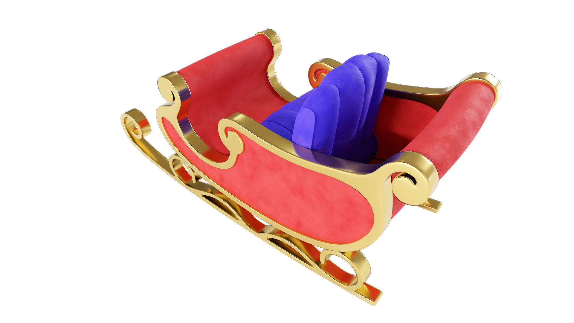 Christmas reindeer sleigh 3d model 3D model_3