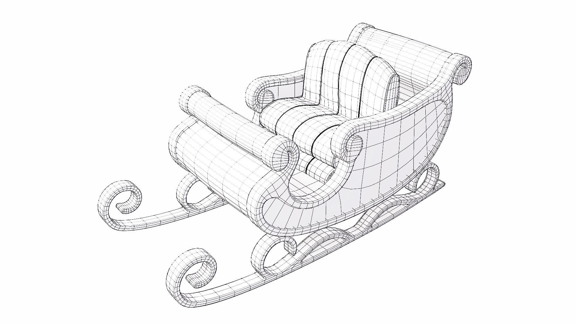 Christmas reindeer sleigh 3d model 3D model_5