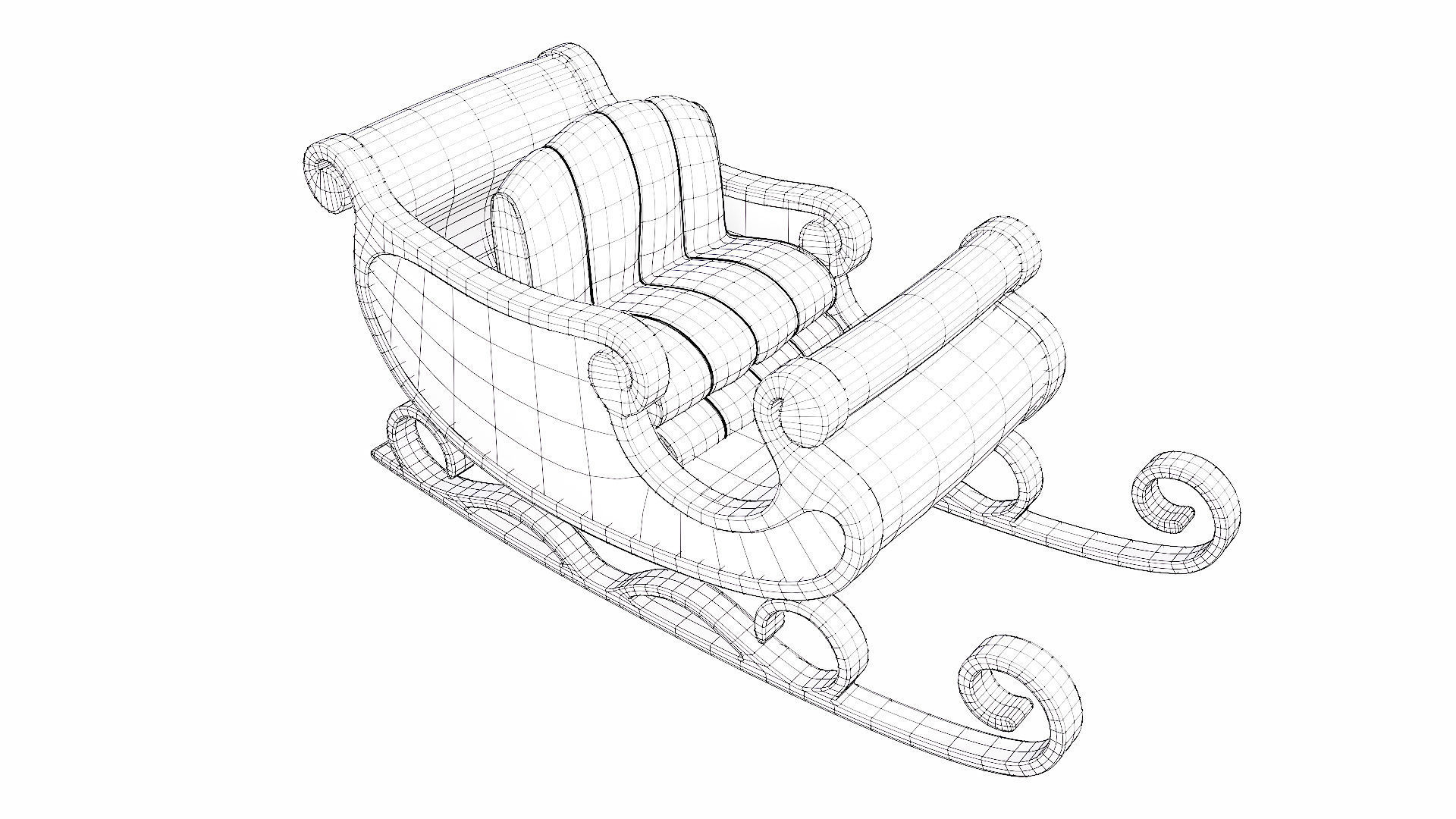Christmas reindeer sleigh 3d model 3D model_4