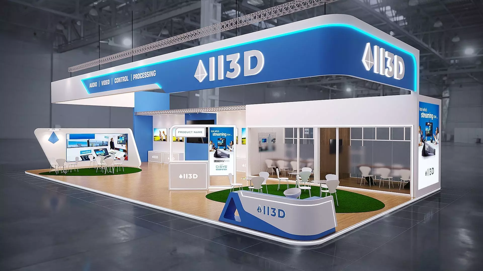 Exhibition Stand Stall  19X10 3 SIDE OPEN 3D model_0