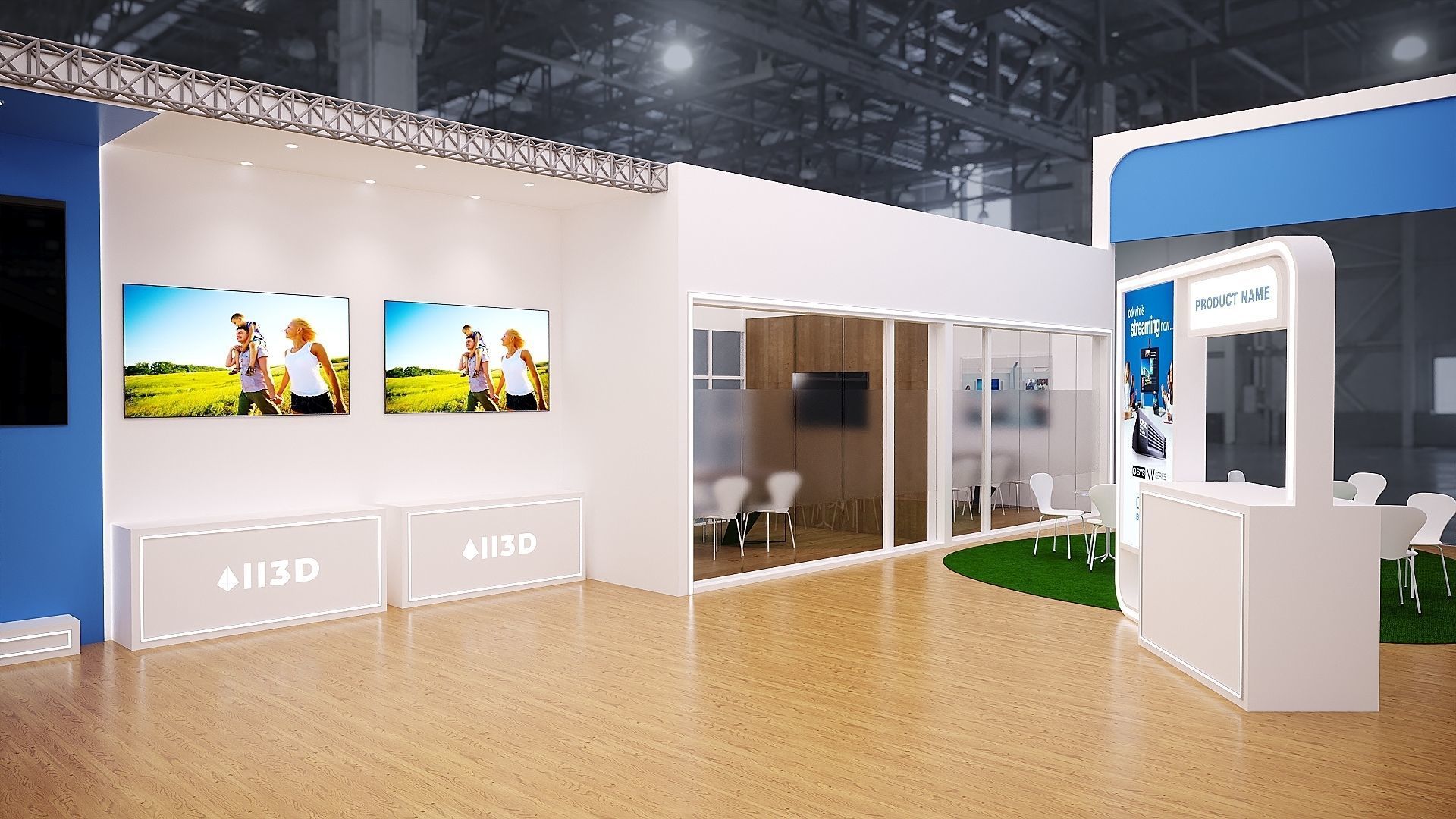 Exhibition Stand Stall  19X10 3 SIDE OPEN 3D model_7