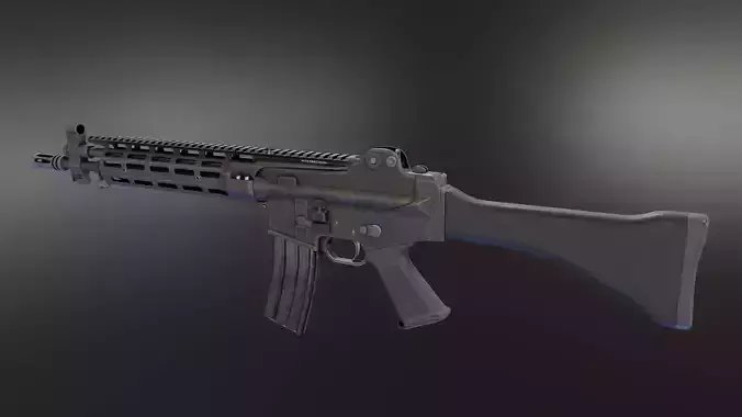 Daewoo K2 Rifle Low-poly 3D model