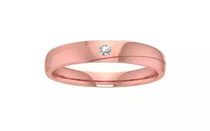 Heart Beat Design with Heart Stone Solitaire Wedding Band