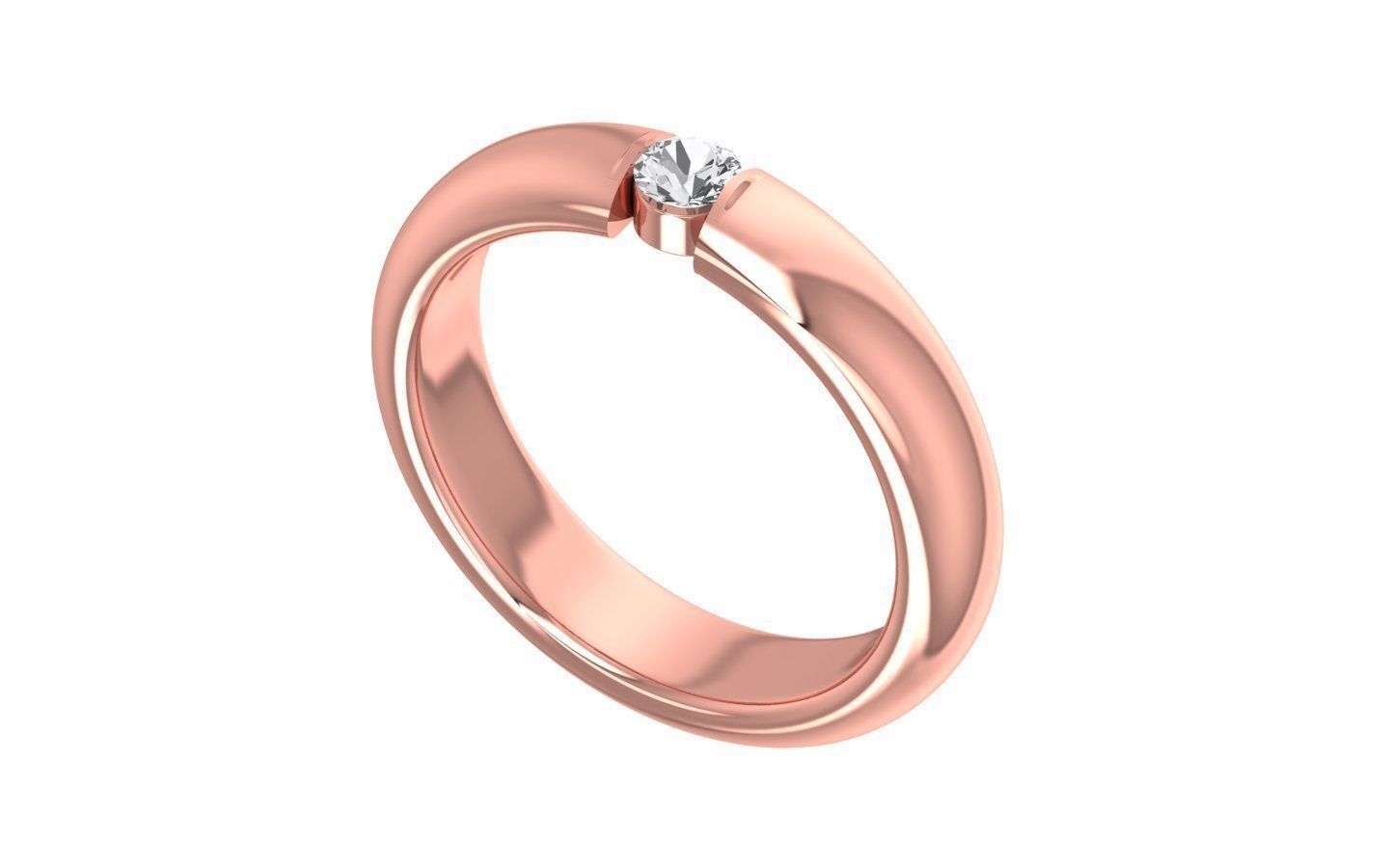 Round Cut Solitaire Wedding Band 3dm STL OBJ FBX Render Details 3D print model_2
