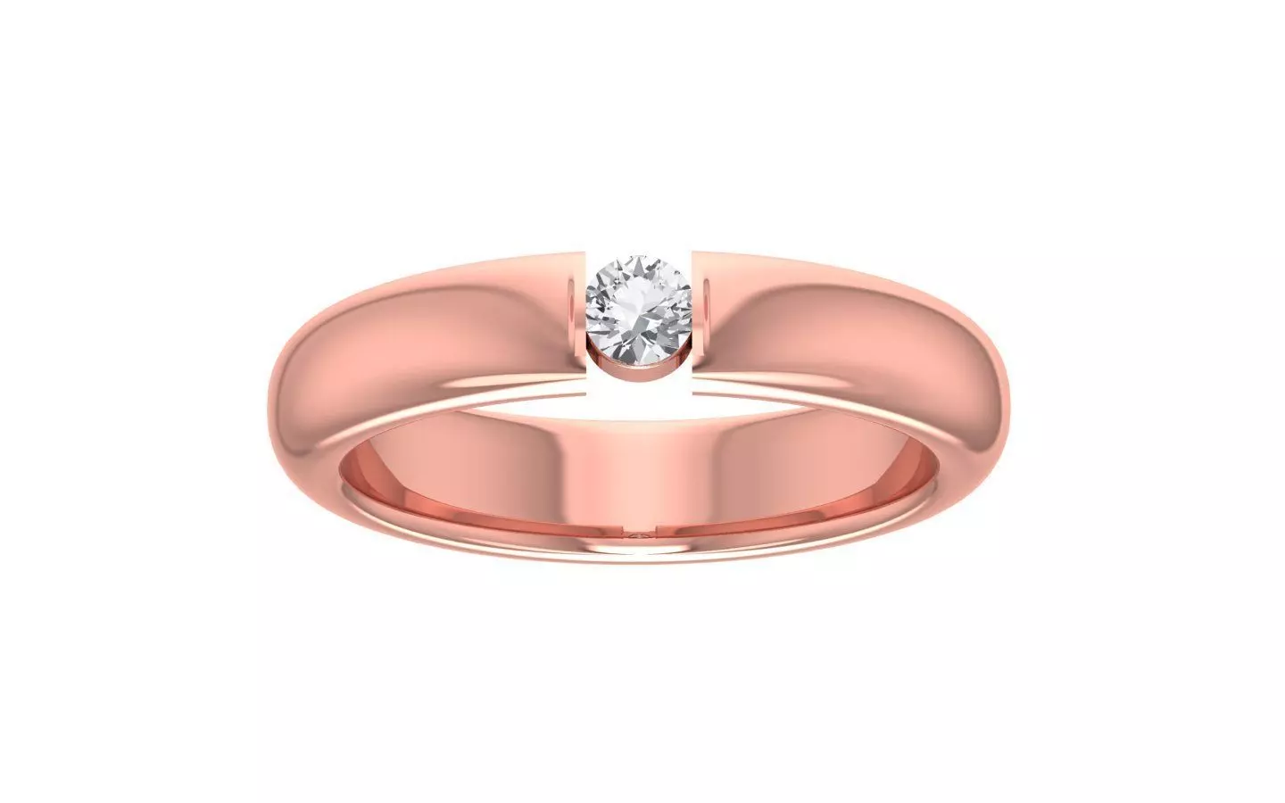 Round Cut Solitaire Wedding Band 3dm STL OBJ FBX Render Details 3D print model_0