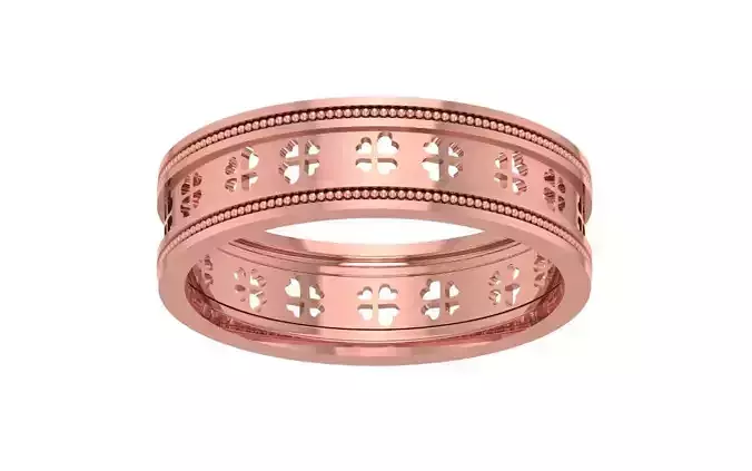 Vintage Art Deco Wedding Band 3dm STL OBJ FBX Render Details