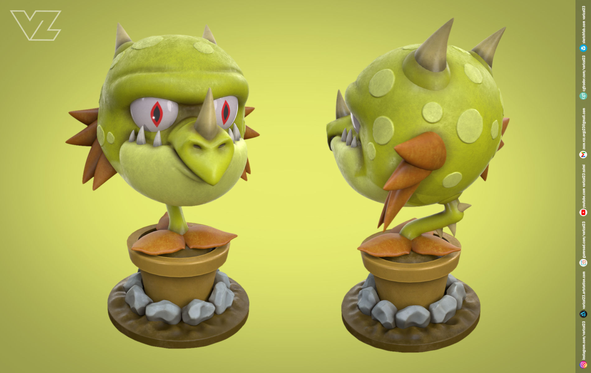 3D model Plants vs Zombies - Snapdragon - 7 File Types - PBR Material ...