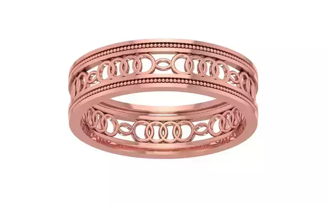 Milgrain Women Wedding Band 3dm STL OBJ FBX Render Details