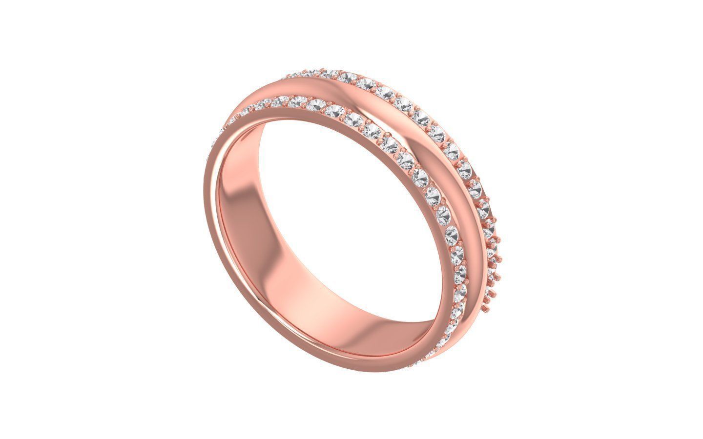 Round Diamond Women Wedding Band 3dm STL OBJ FBX Render Details 3D print model_2