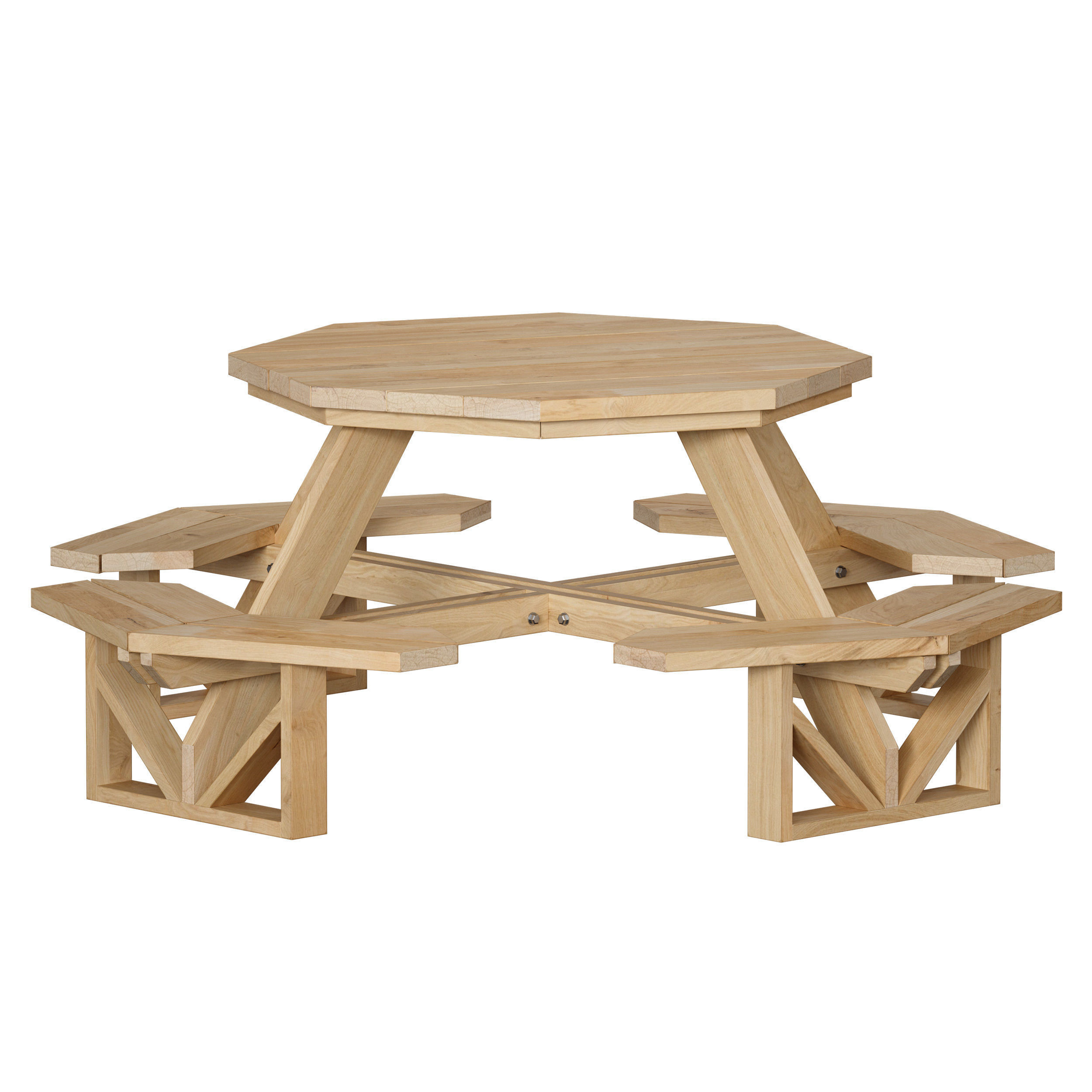 Wooden Round Outdoor Picnic Table 3D model_1