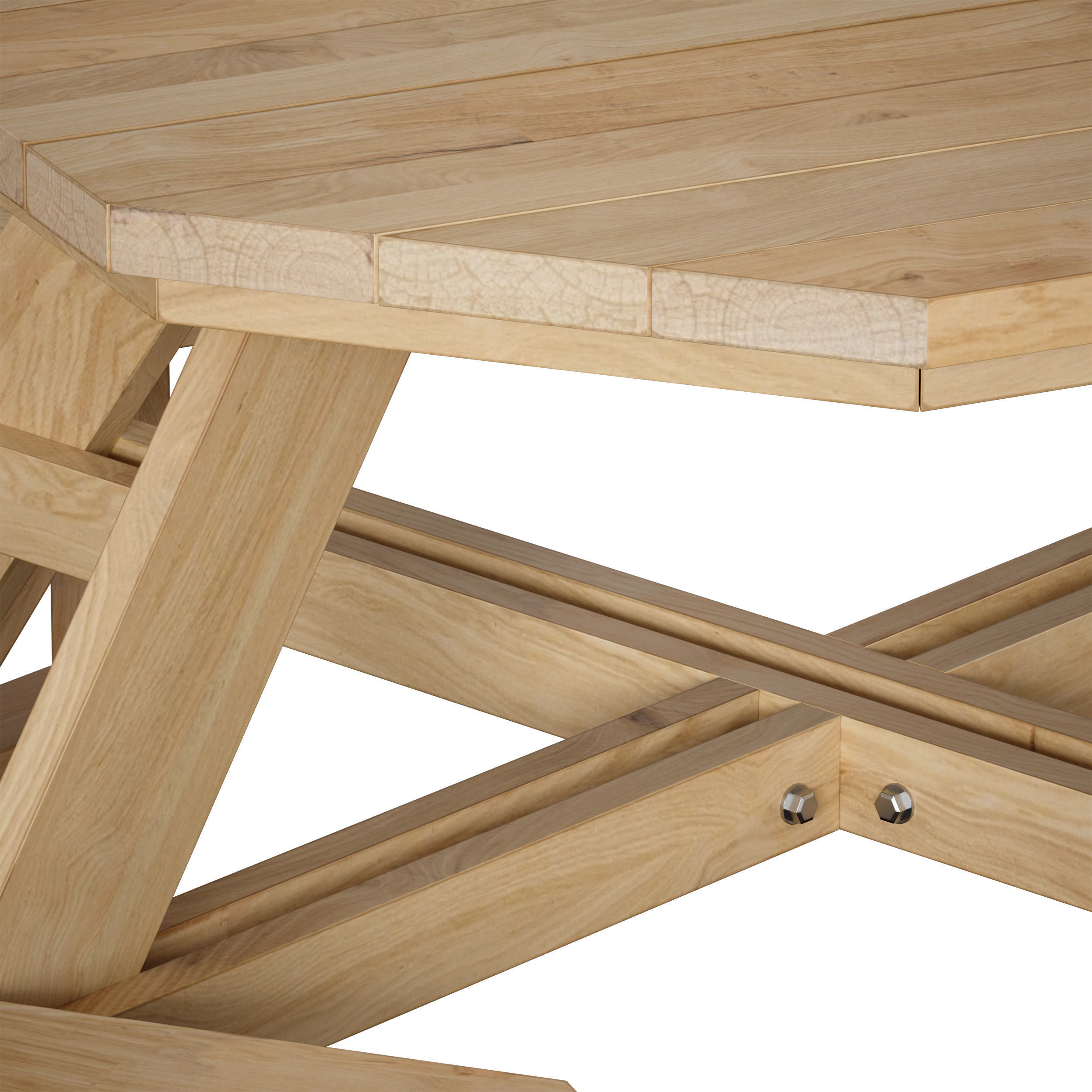 Wooden Round Outdoor Picnic Table 3D model_13