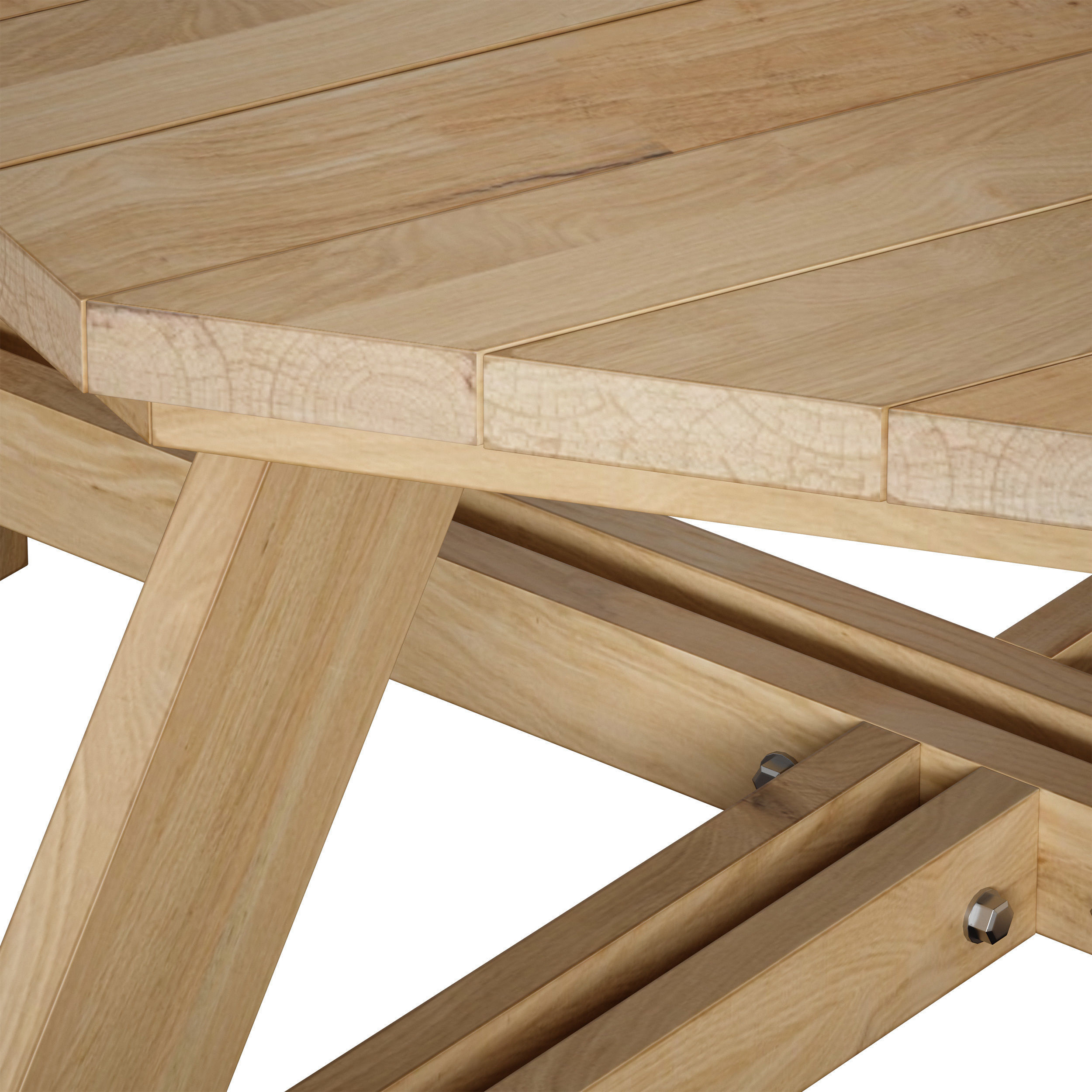 Wooden Round Outdoor Picnic Table 3D model_14