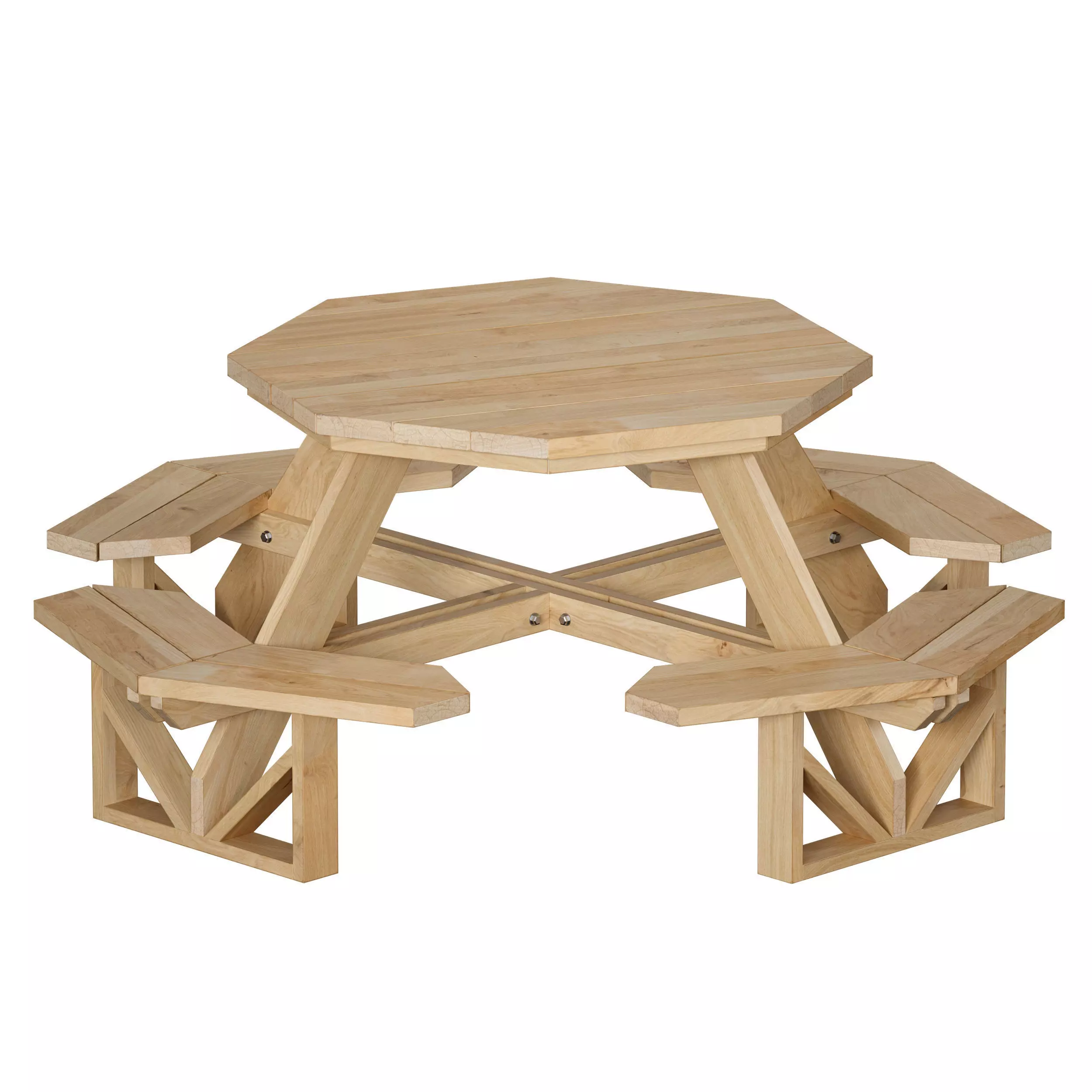 Wooden Round Outdoor Picnic Table 3D model_0
