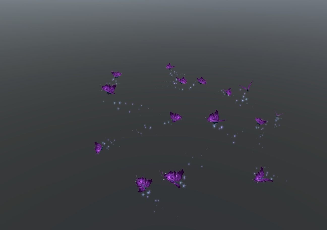 Butterflies 2 Animated  Low-poly 3D model_20