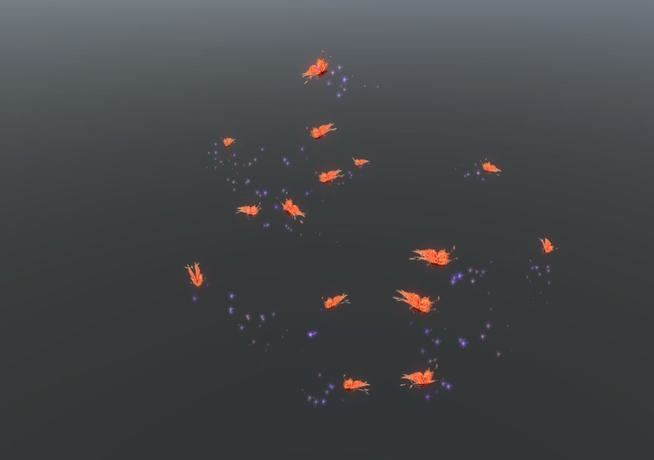 Butterflies 2 Animated  Low-poly 3D model_28